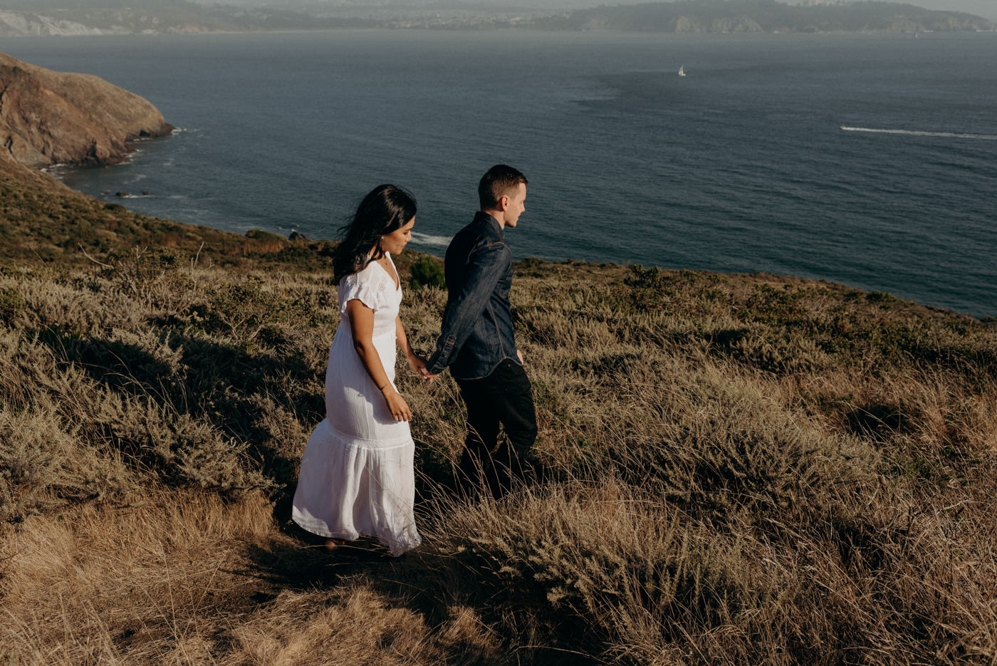 dreamy sunset Marin Headlands couple shoot