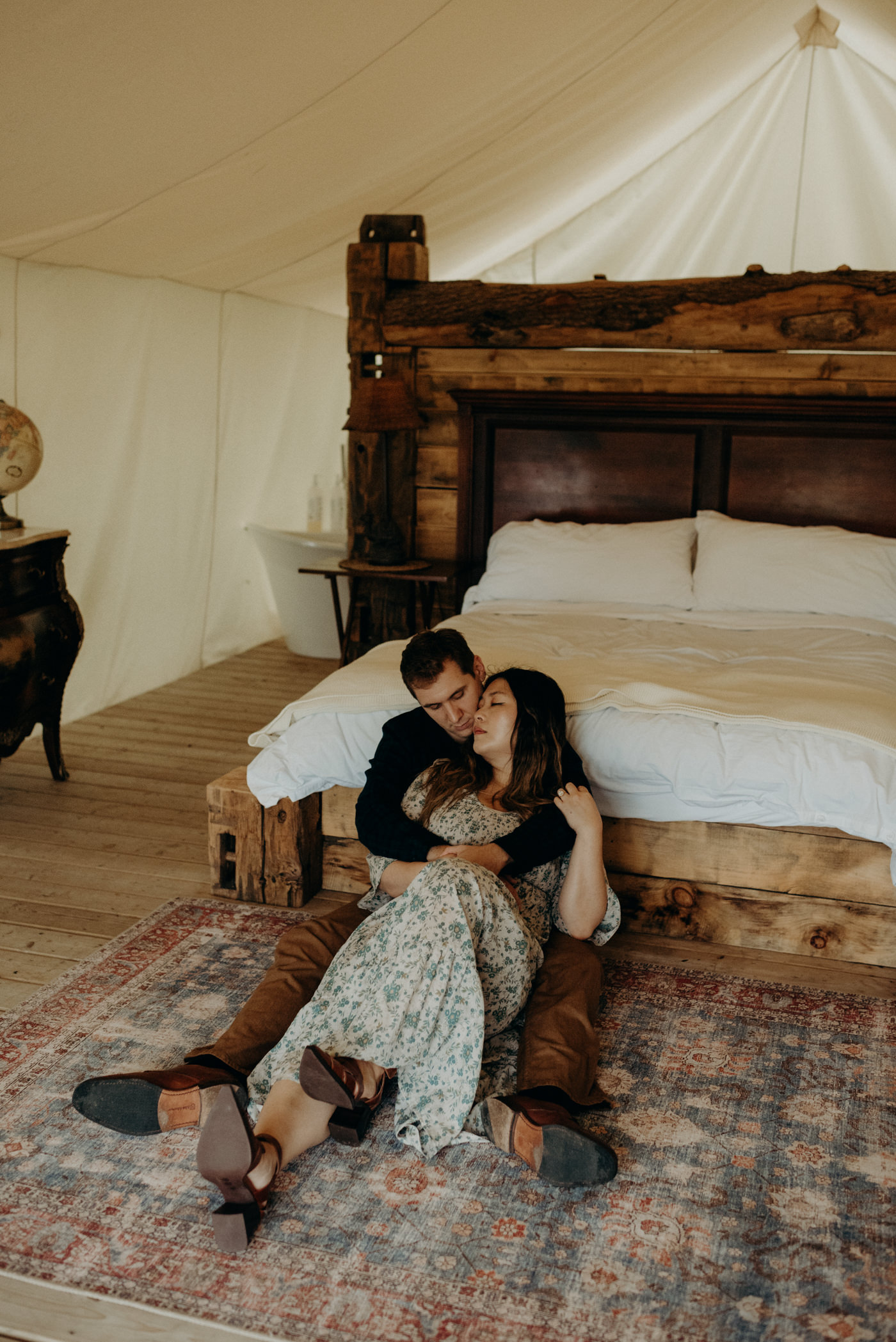 Dreamy Glamping Whispering Springs engagement shoot