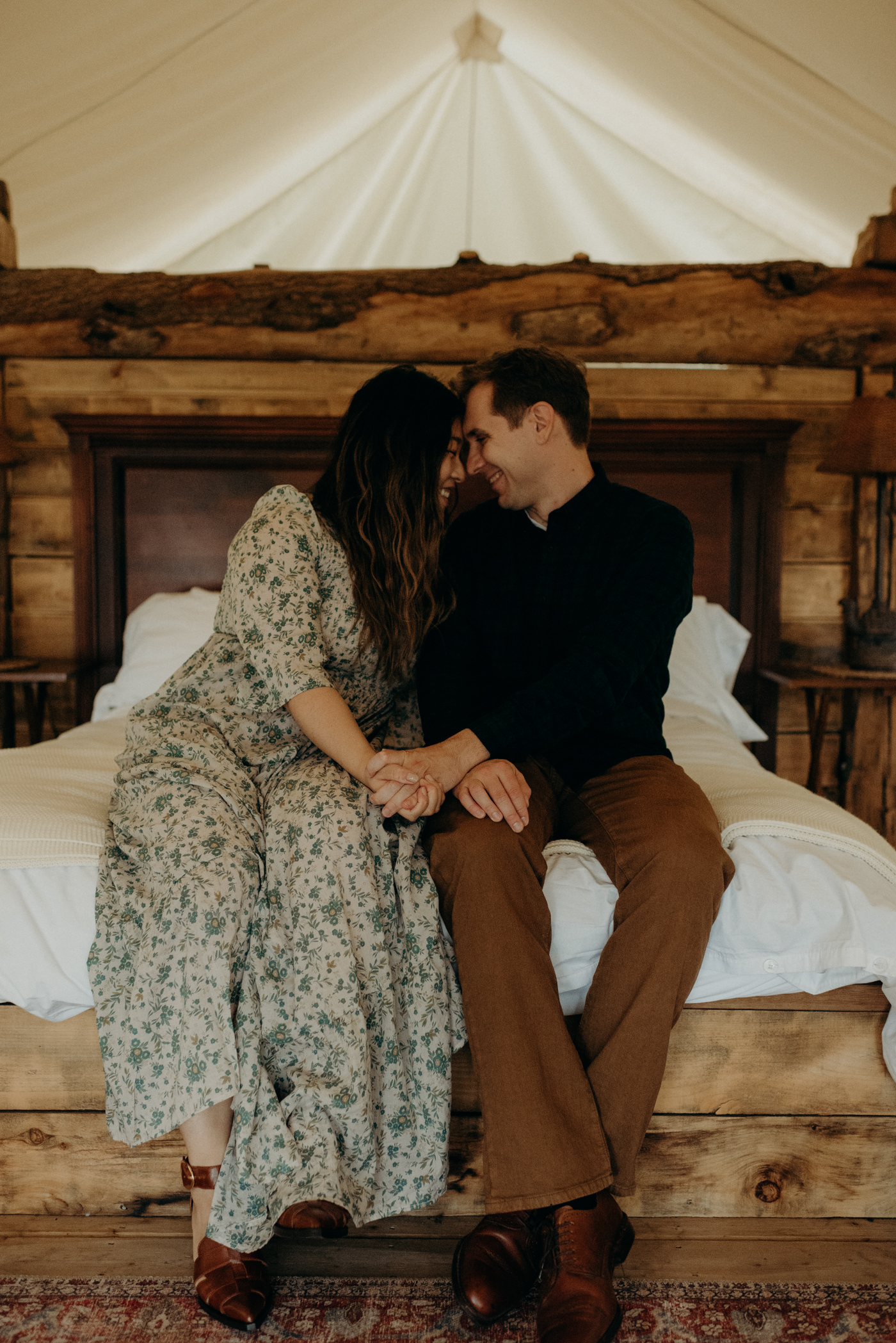 Dreamy Glamping Whispering Springs engagement shoot