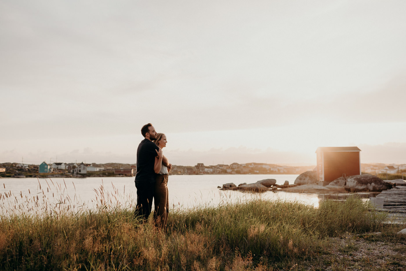 sunset couple shoot in Tilting, Newfoundland
