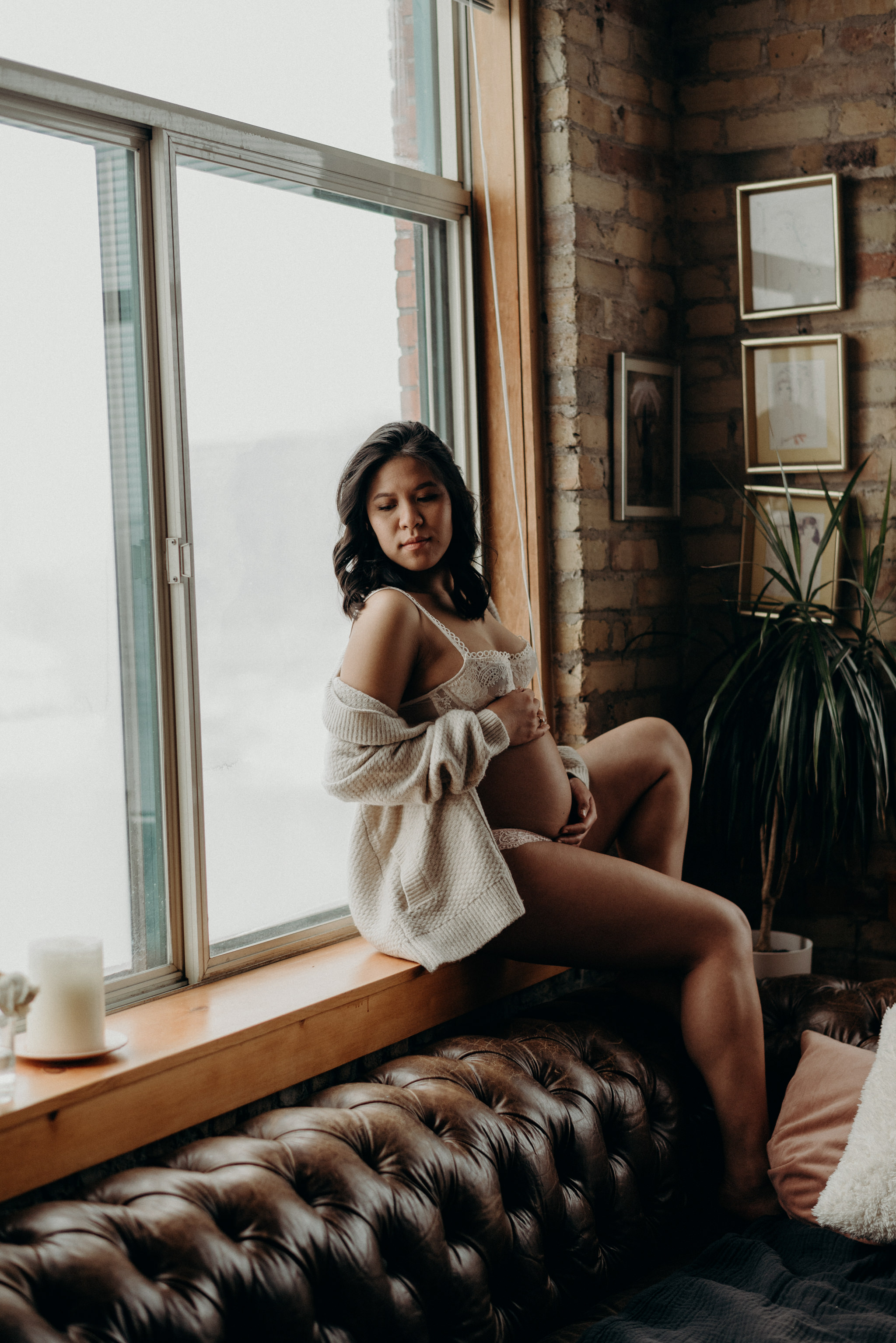 indoor maternity shoot in a loft