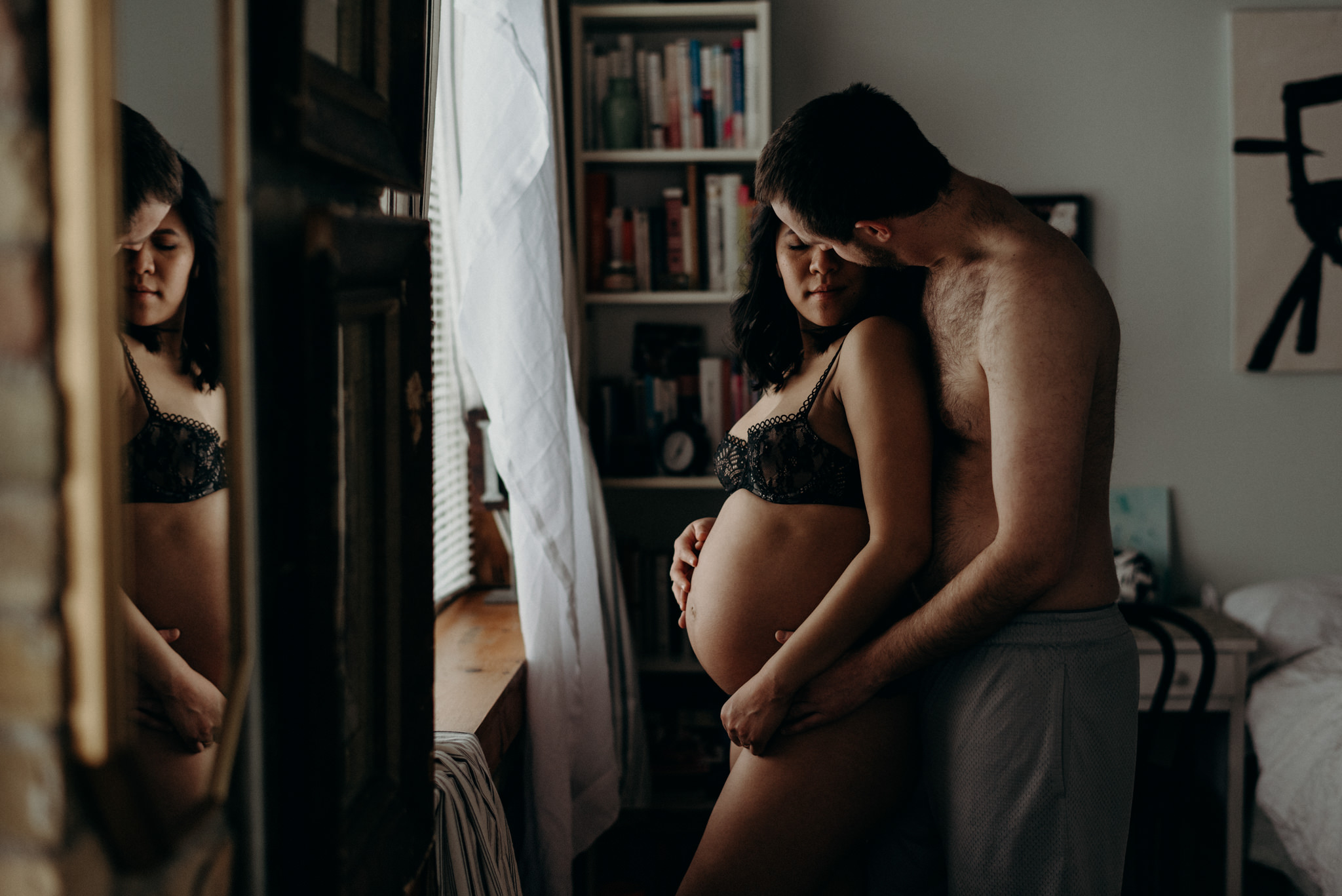 indoor loft maternity shoot