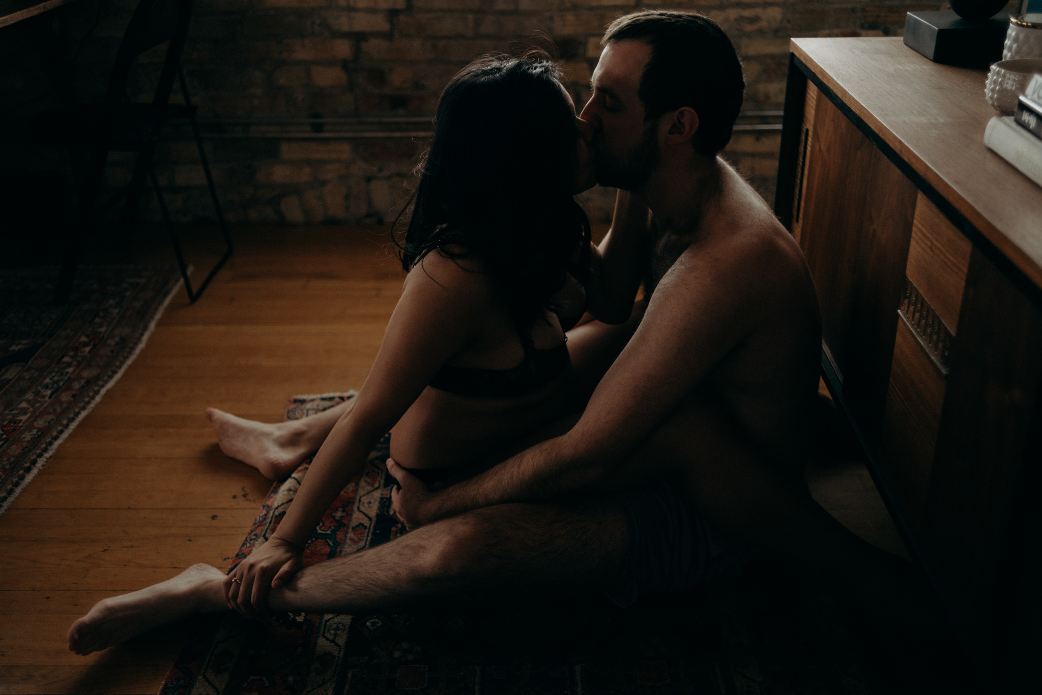 sexy indoor couple shoot in a hip loft