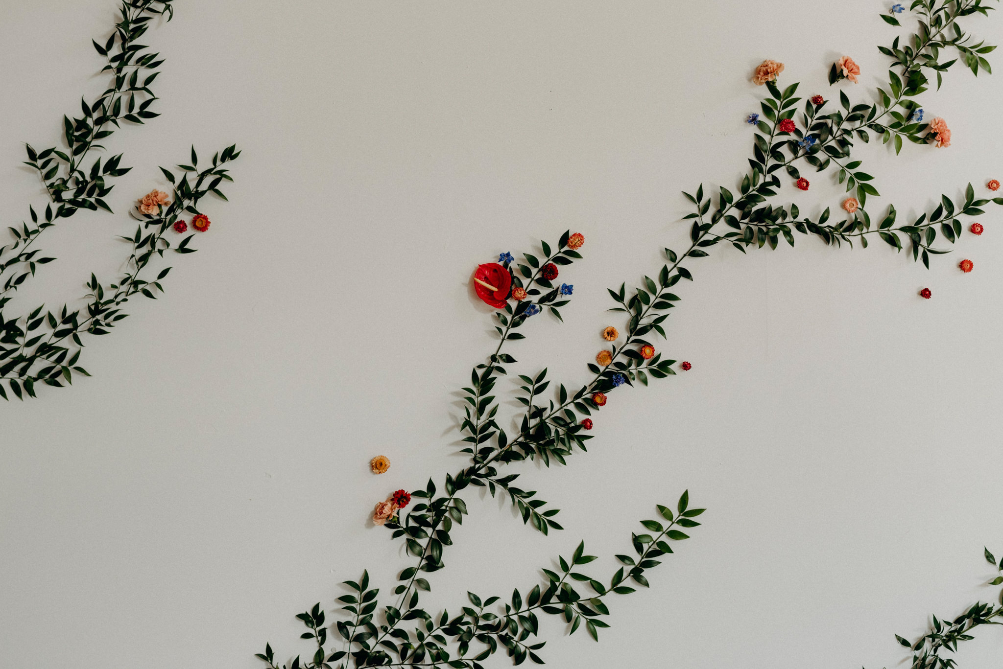 Floral wall at Airship37 Wedding