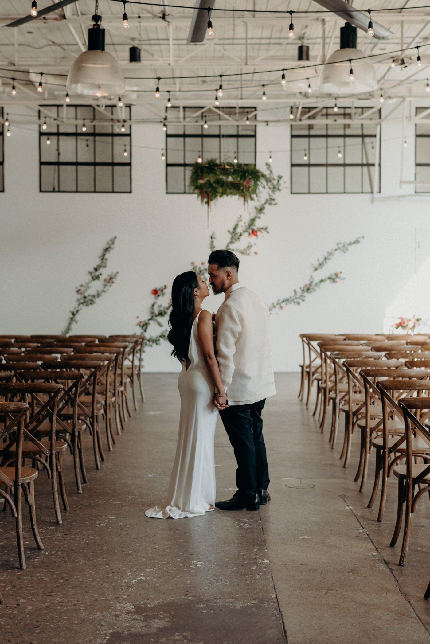 bride and groom portraits at Airship37 Wedding