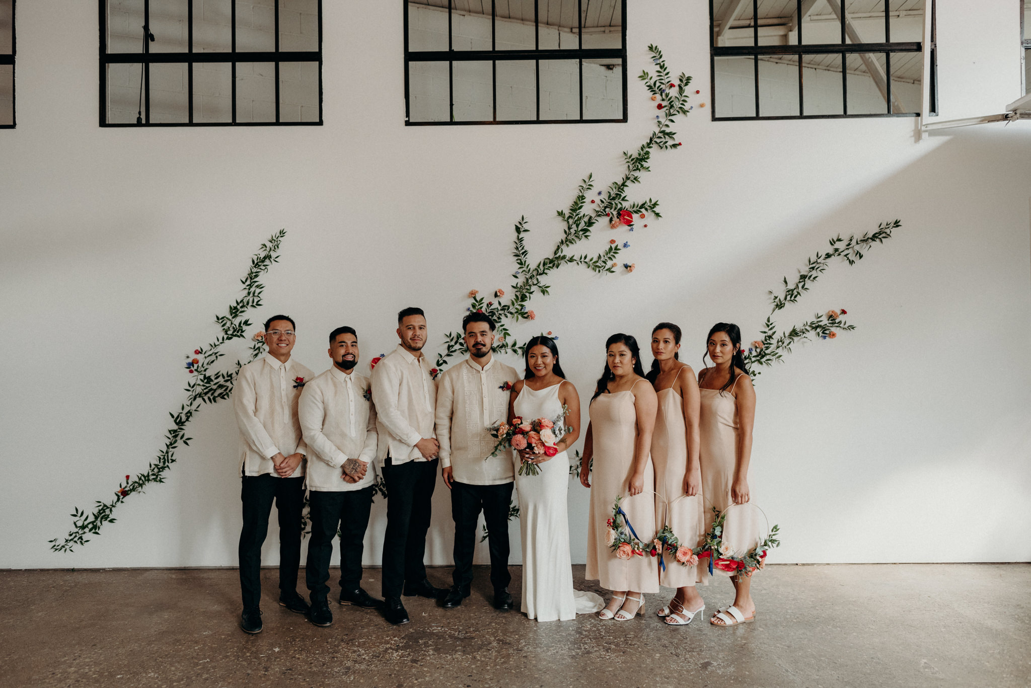 Wedding party portrait at Airship37