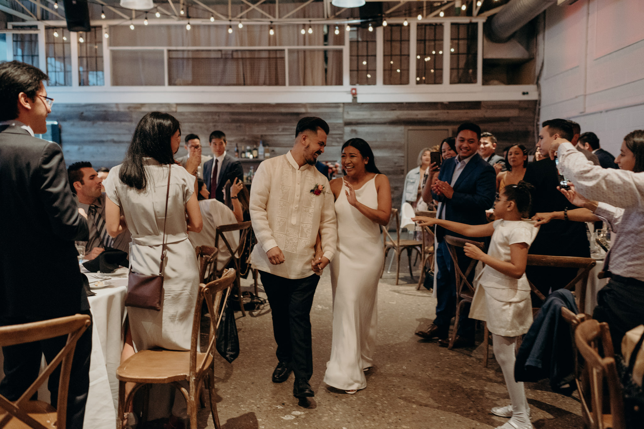 bride and groom entrance at wedding reception