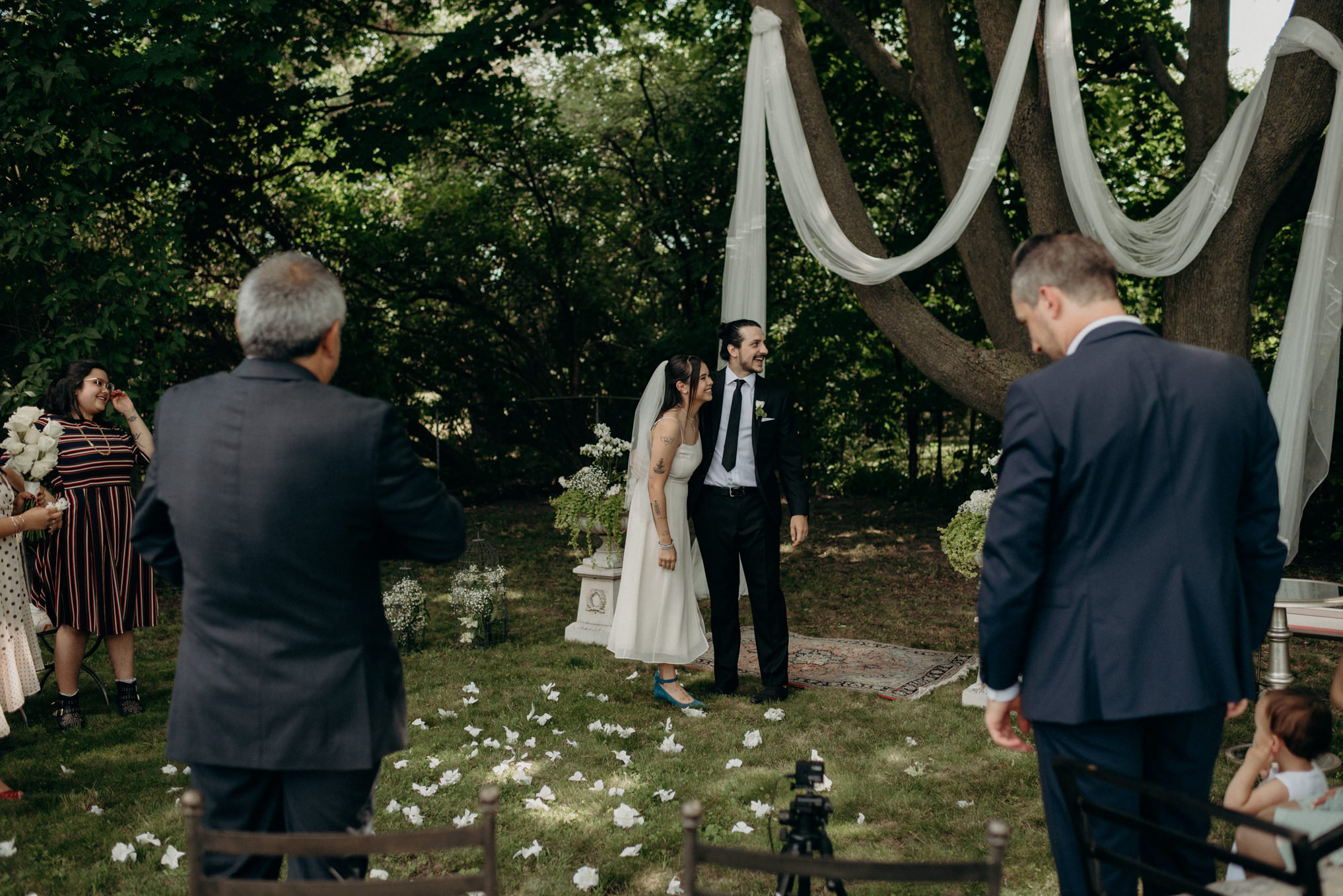 tiny backyard wedding with family in Toronto