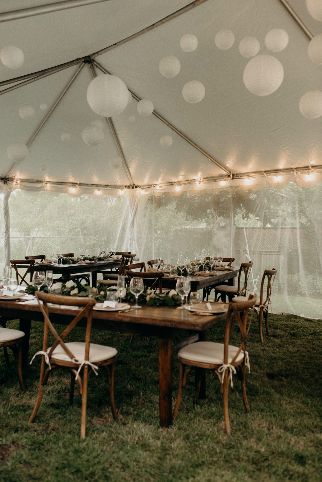 pandemic backyard wedding in a tent