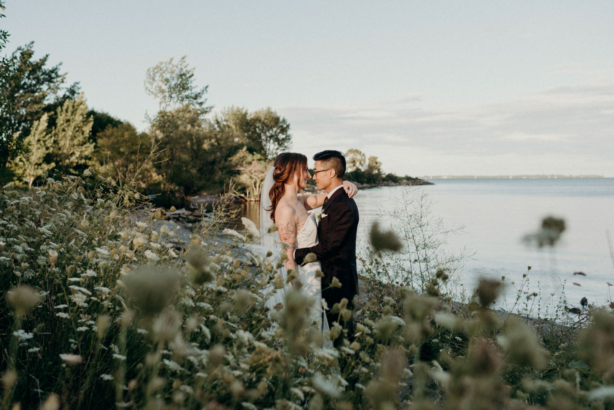 Humber Bay wedding portraits at sunset