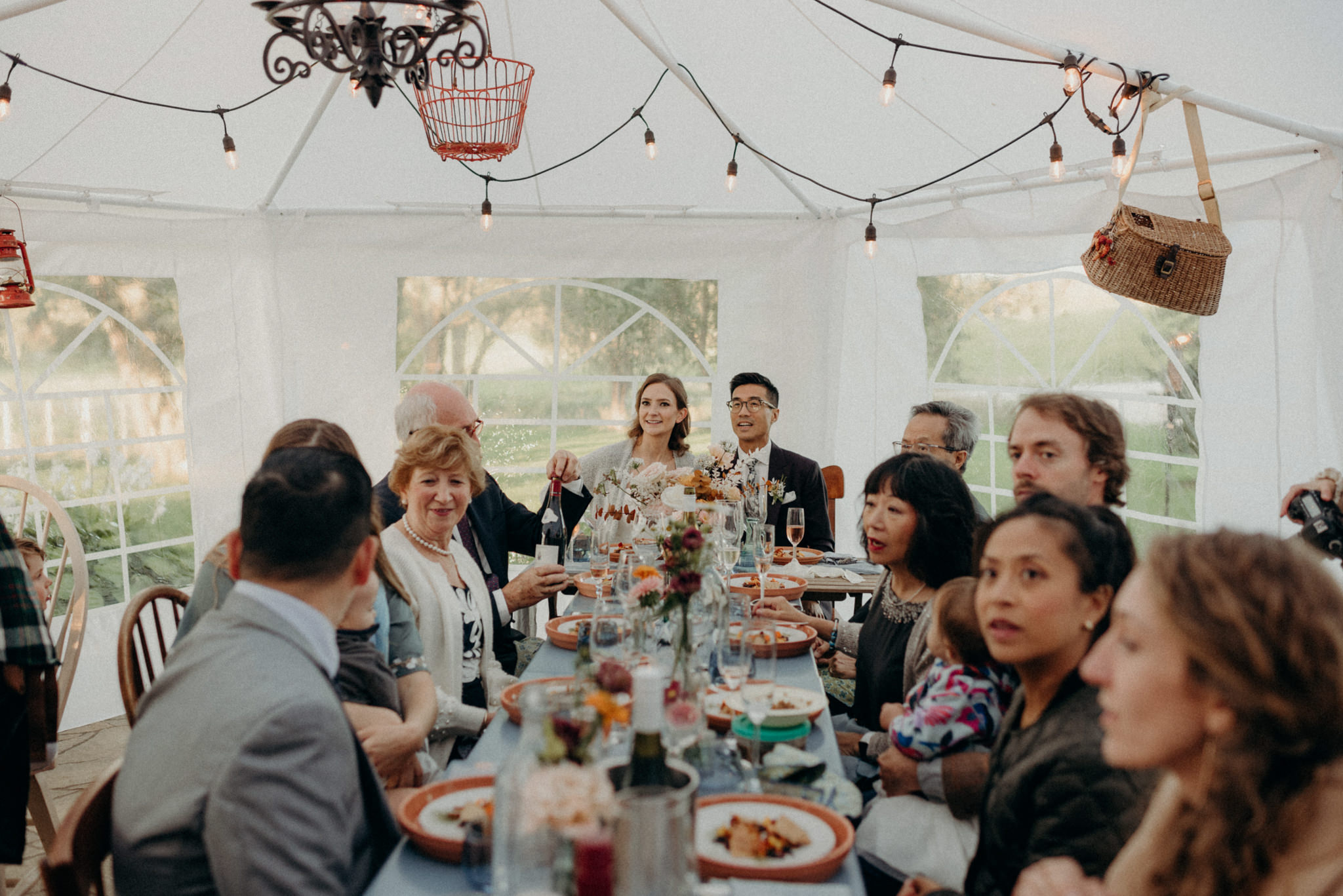 intimate tent wedding reception at Good Family Farms