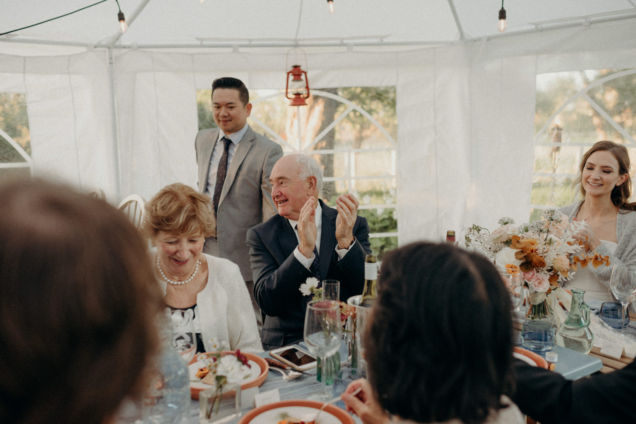 intimate tent wedding reception at Good Family Farms