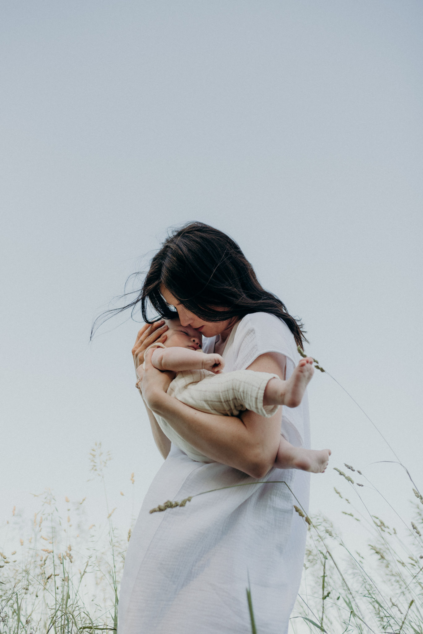 mother and son in a field, family session