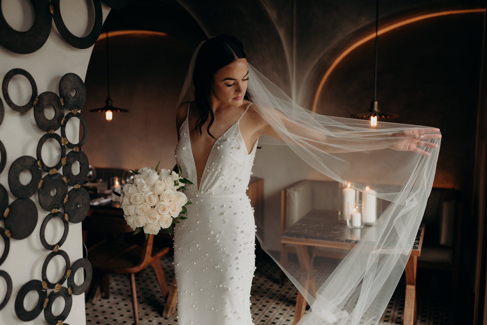 bride in restaurant