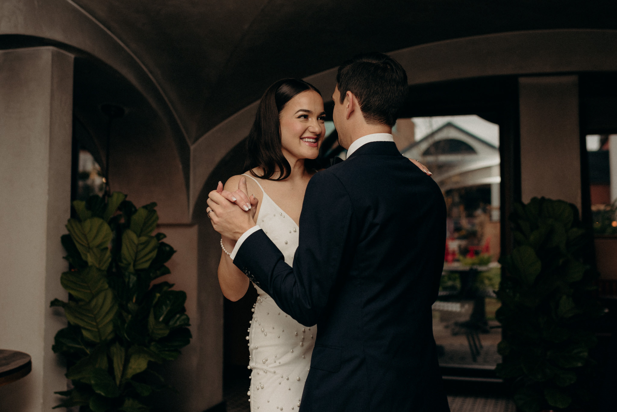 bride and groom first dance