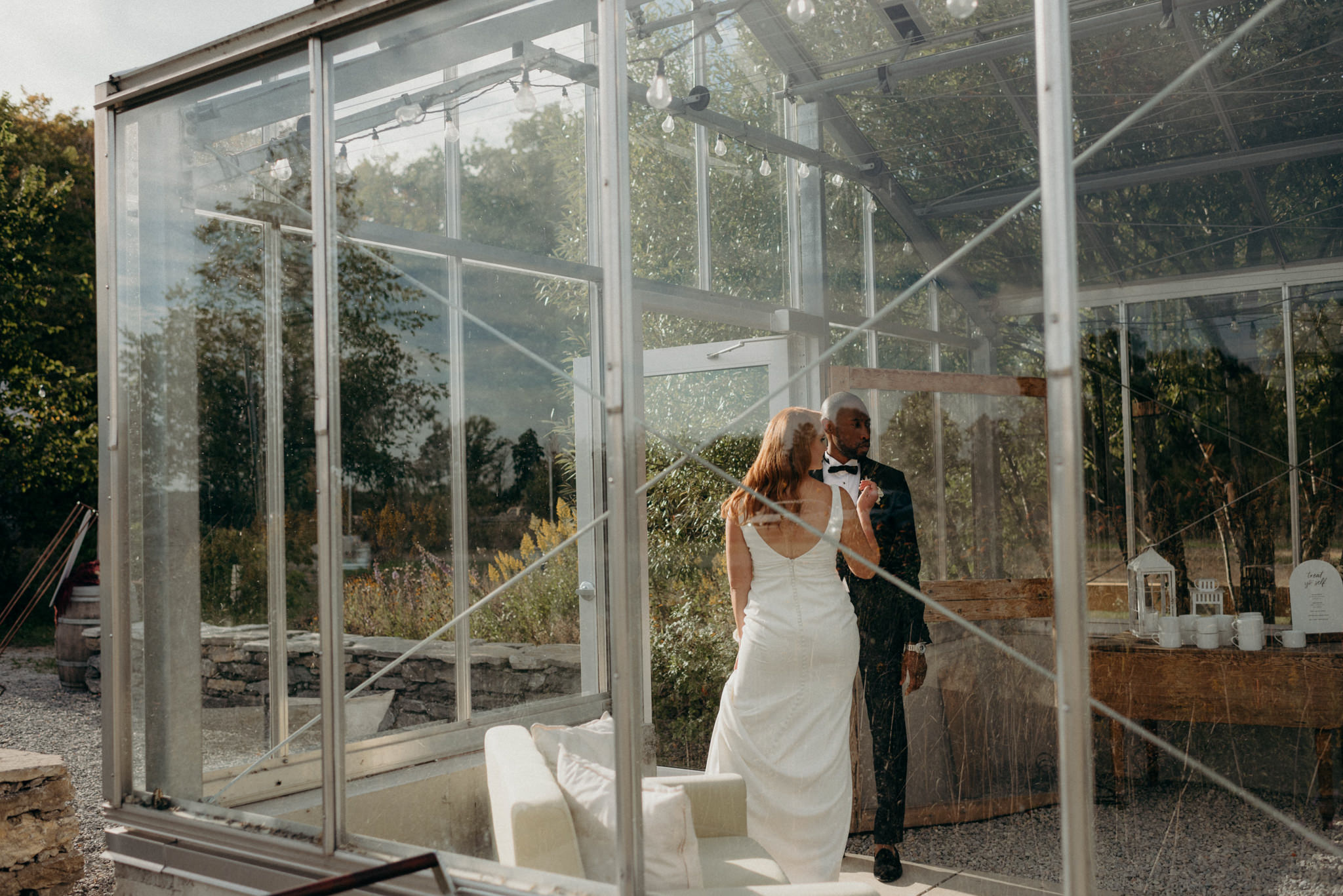 Intimate greenhouse wedding