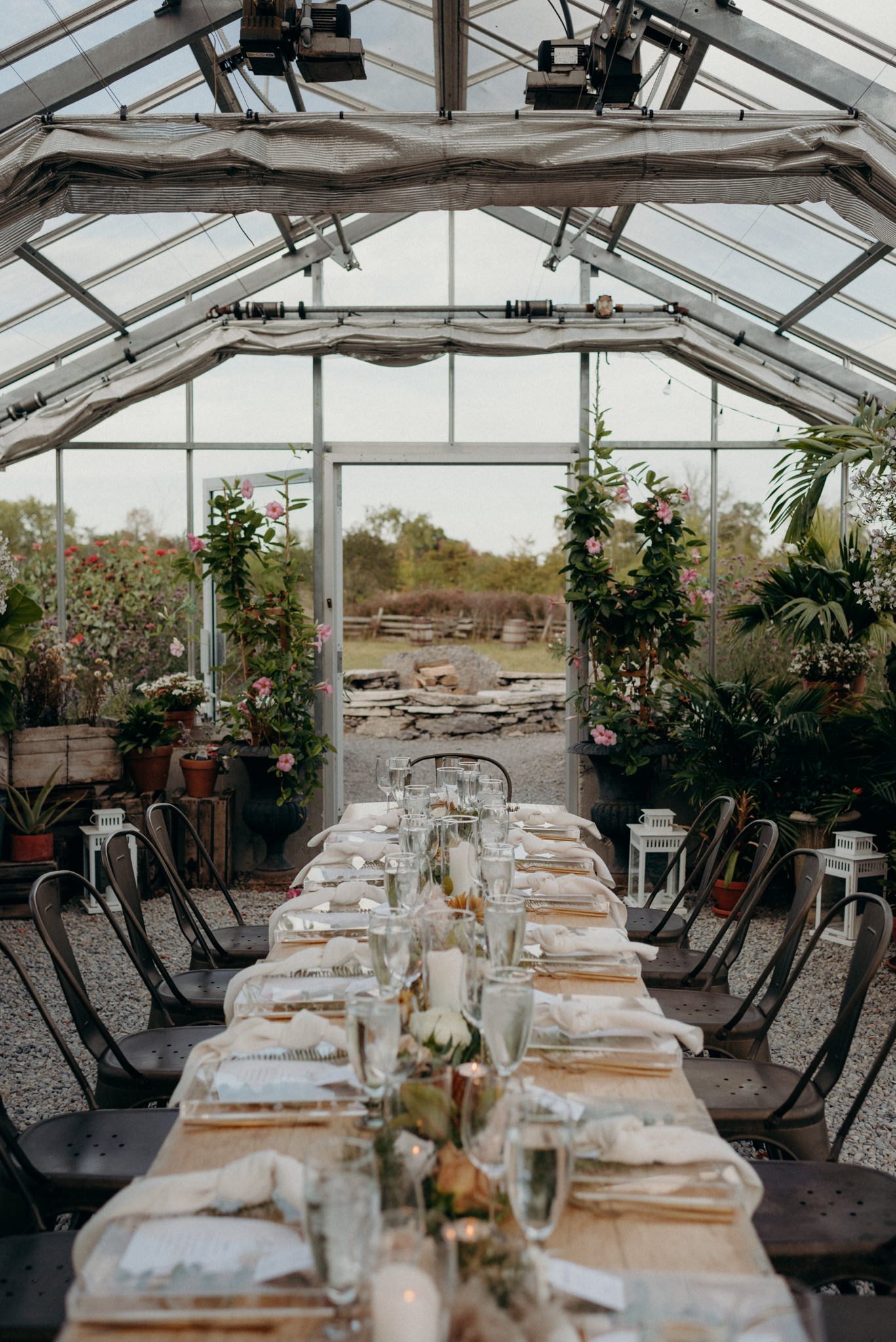 Intimate greenhouse wedding