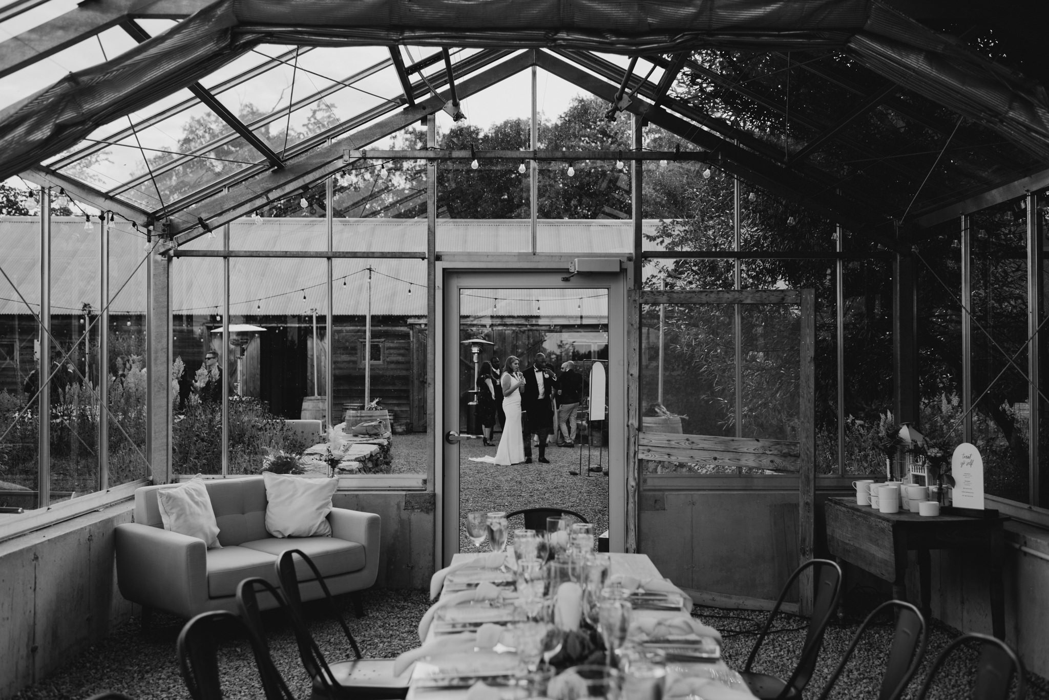 Intimate greenhouse wedding