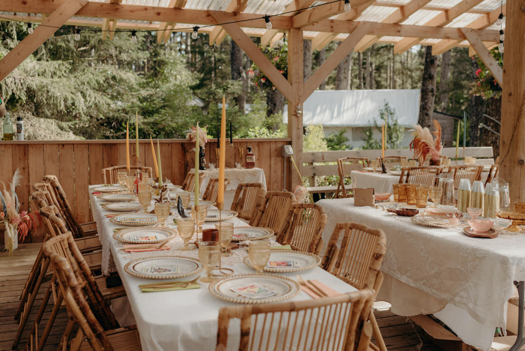 Haida Gwaii Glamping Co 70s wedding reception