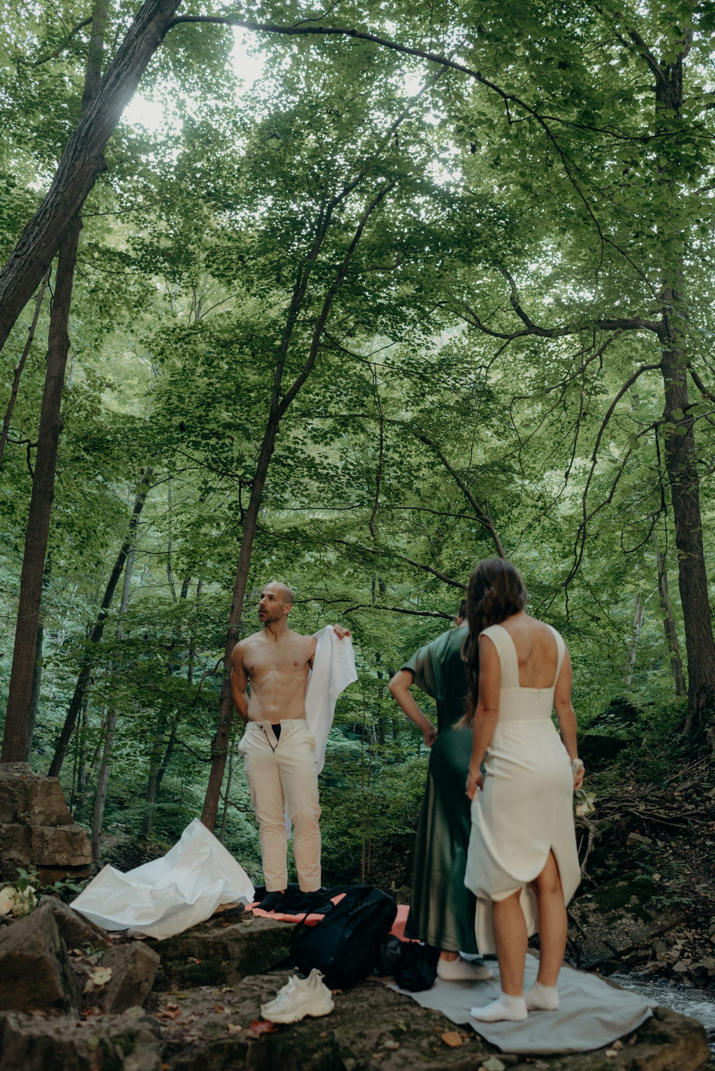 Intimate Waterfall Wedding Ceremony at Sunrise