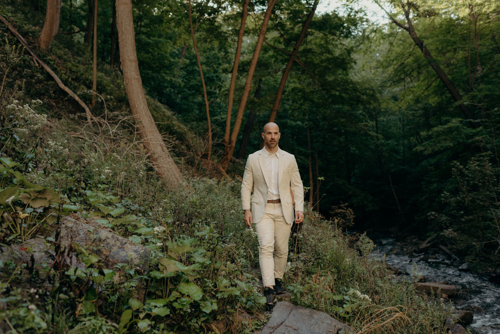 Intimate Waterfall Wedding Ceremony at Sunrise