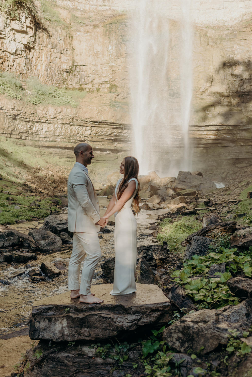 Intimate Waterfall Wedding Ceremony at Sunrise