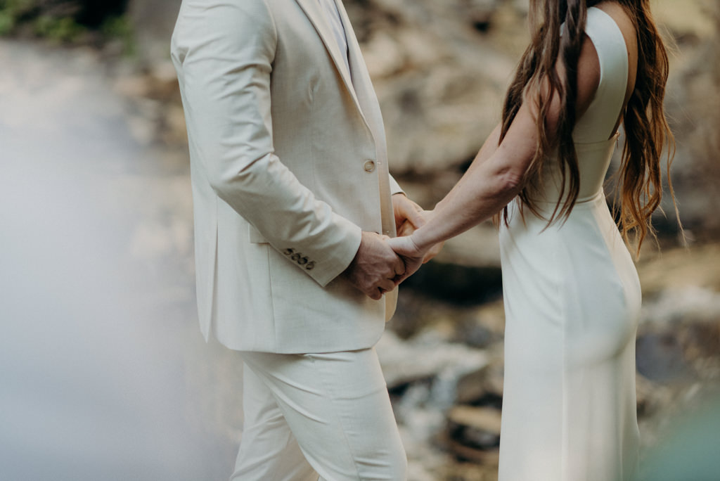 Intimate Waterfall Wedding Ceremony at Sunrise