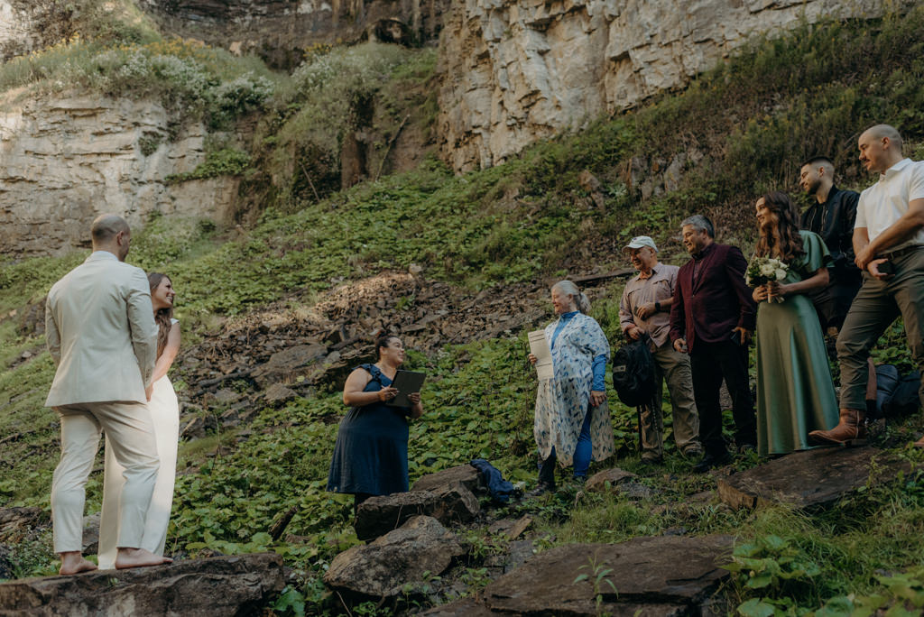 Intimate Waterfall Wedding Ceremony at Sunrise