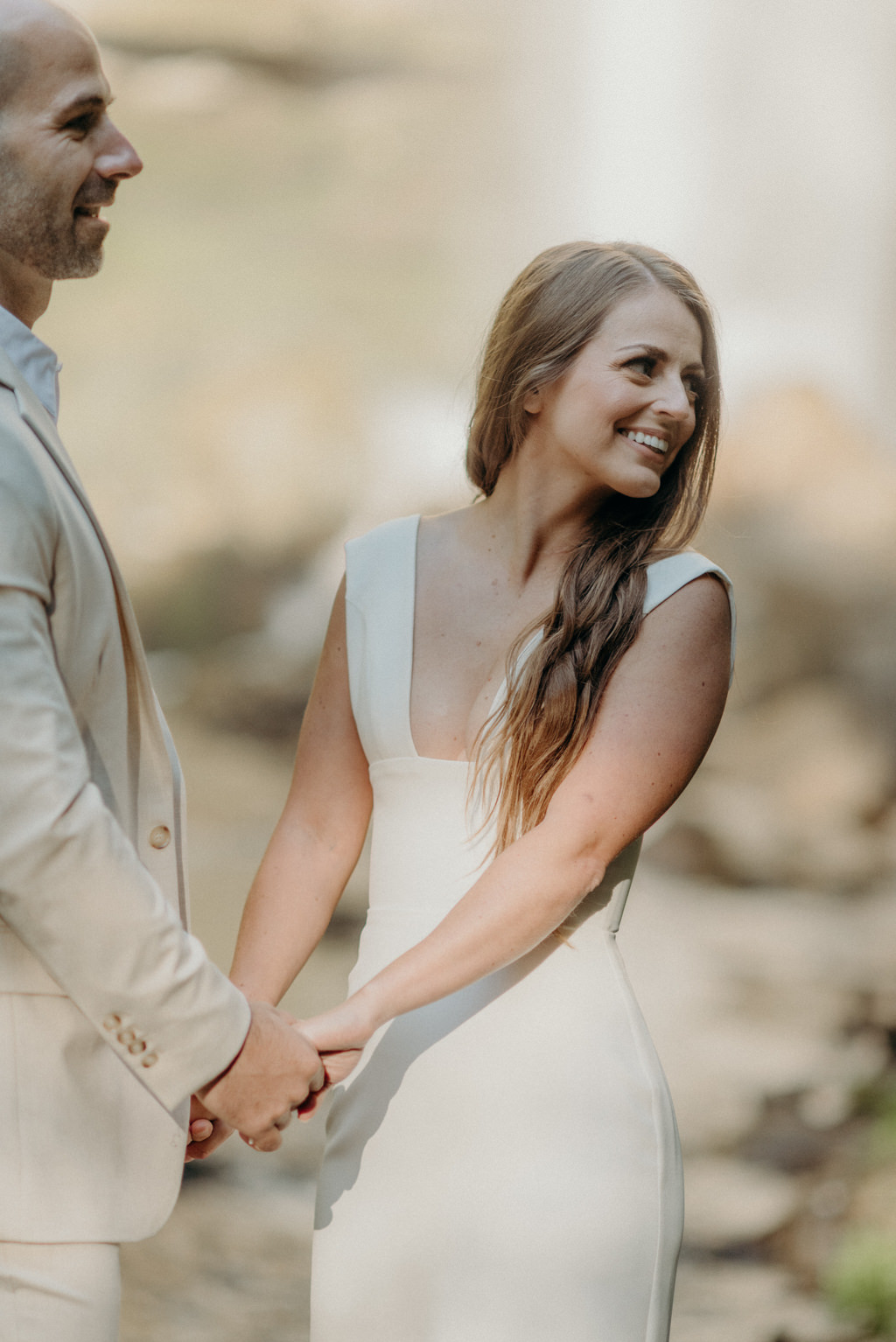 Intimate Waterfall Wedding Ceremony at Sunrise