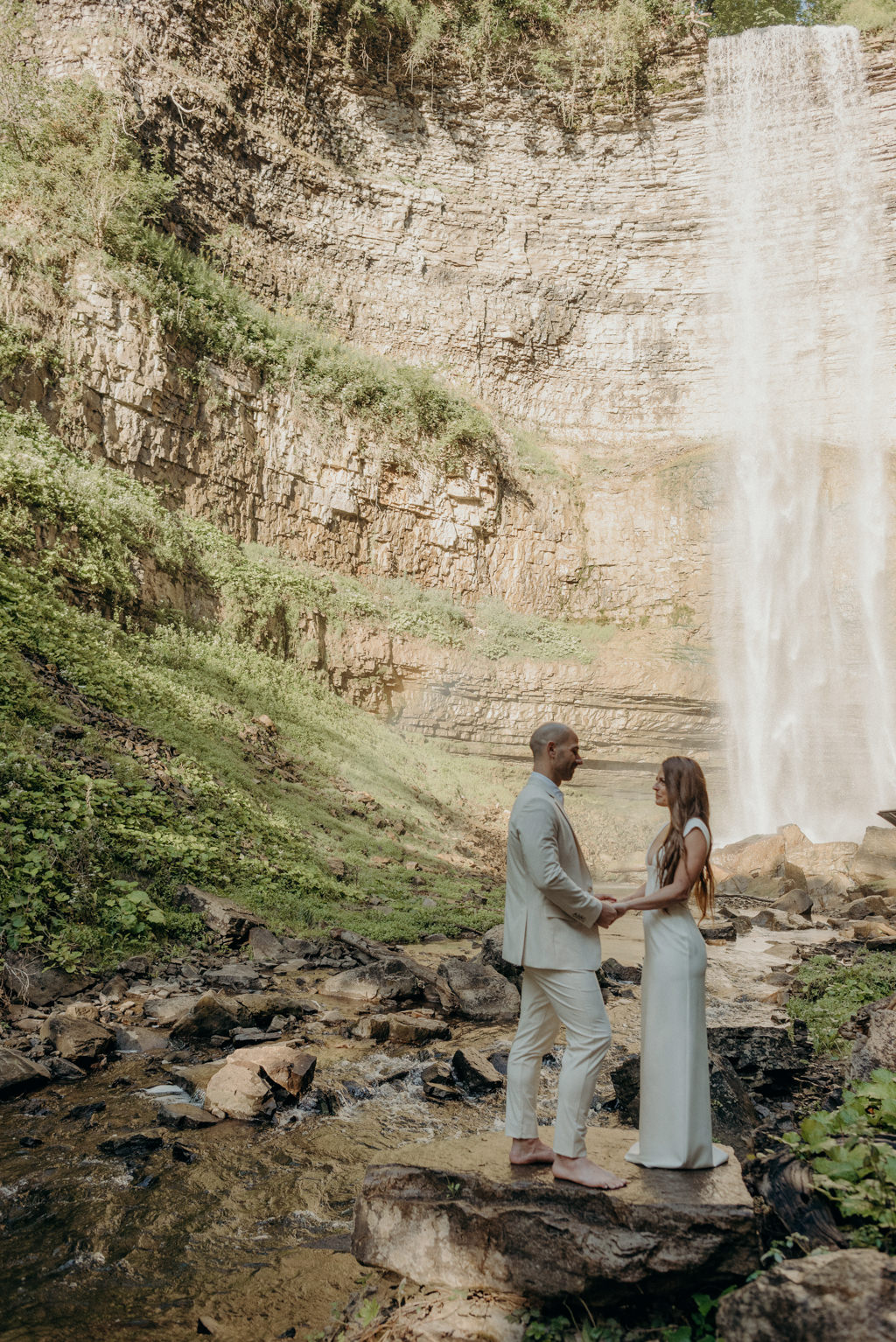 Intimate Waterfall Wedding Ceremony at Sunrise