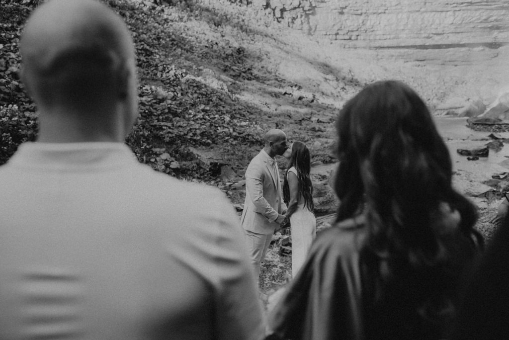 Intimate Waterfall Wedding Ceremony at Sunrise