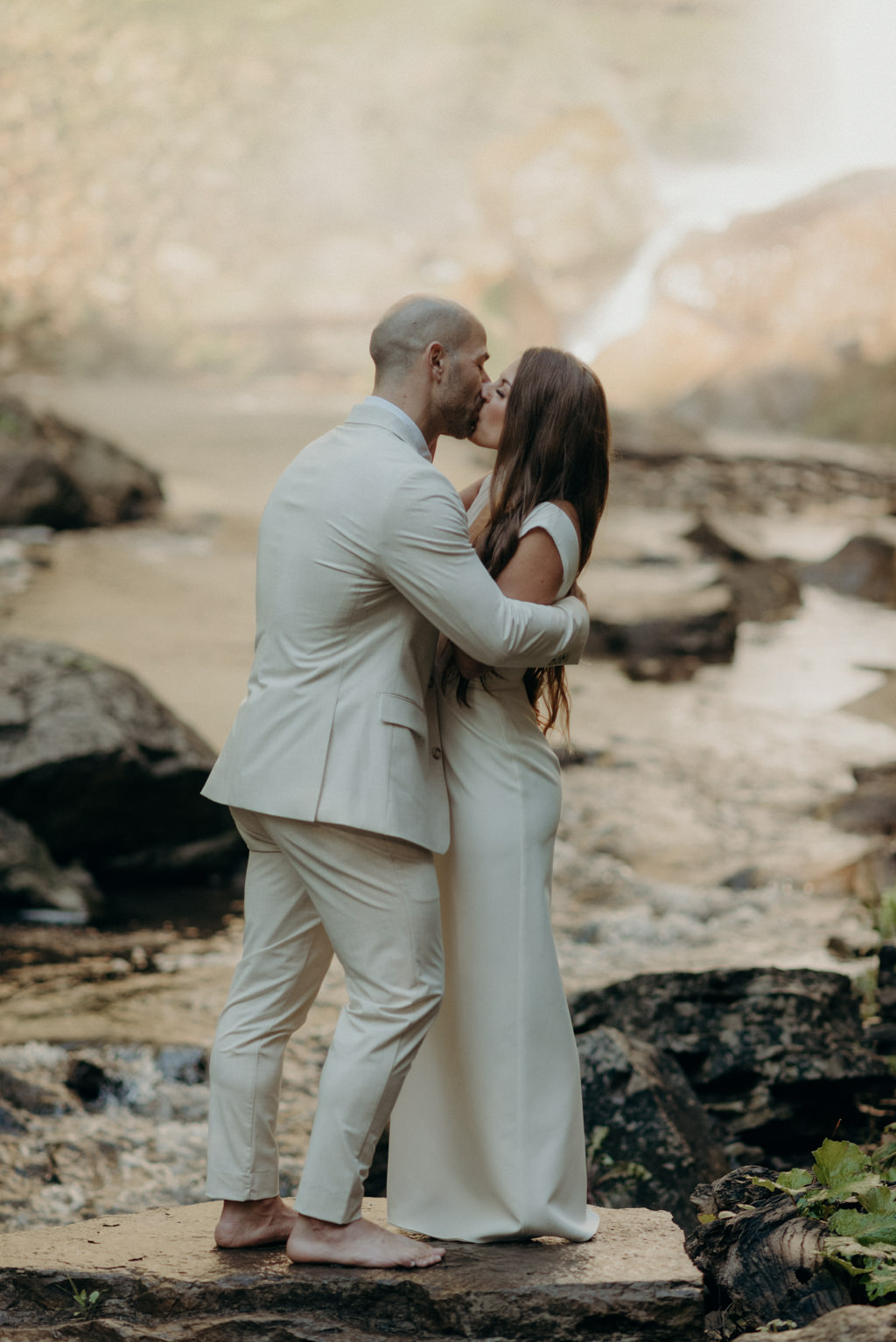 Intimate Waterfall Wedding Ceremony at Sunrise