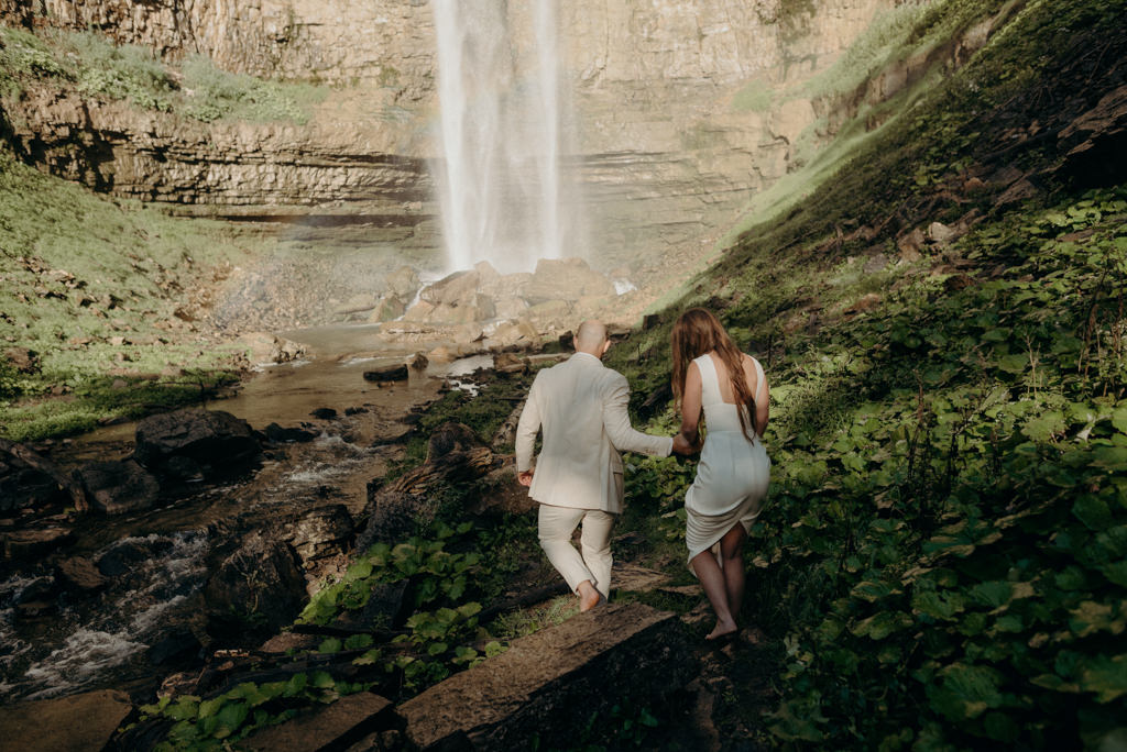 Intimate Waterfall Wedding Ceremony at Sunrise