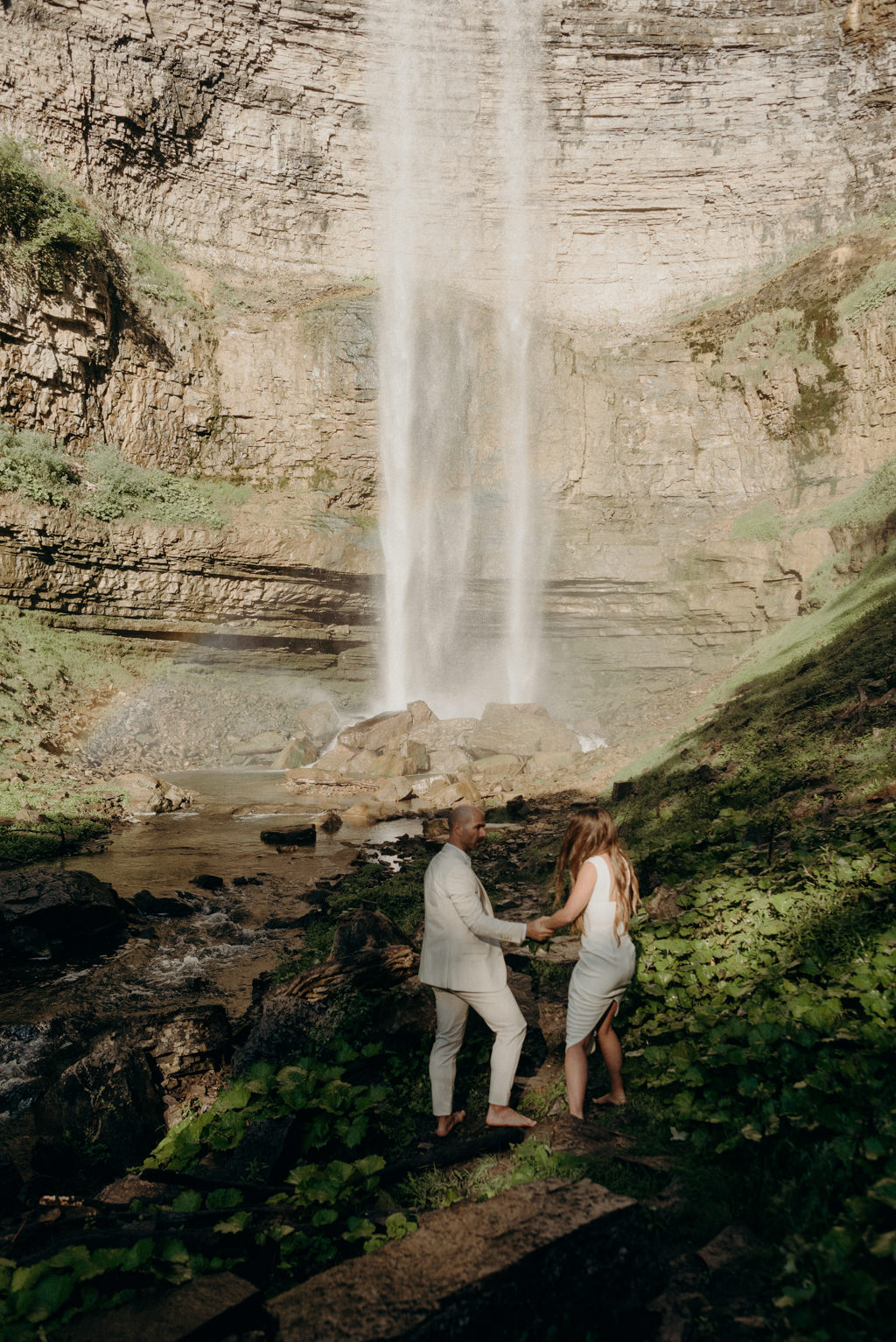 Intimate Waterfall Wedding Ceremony at Sunrise