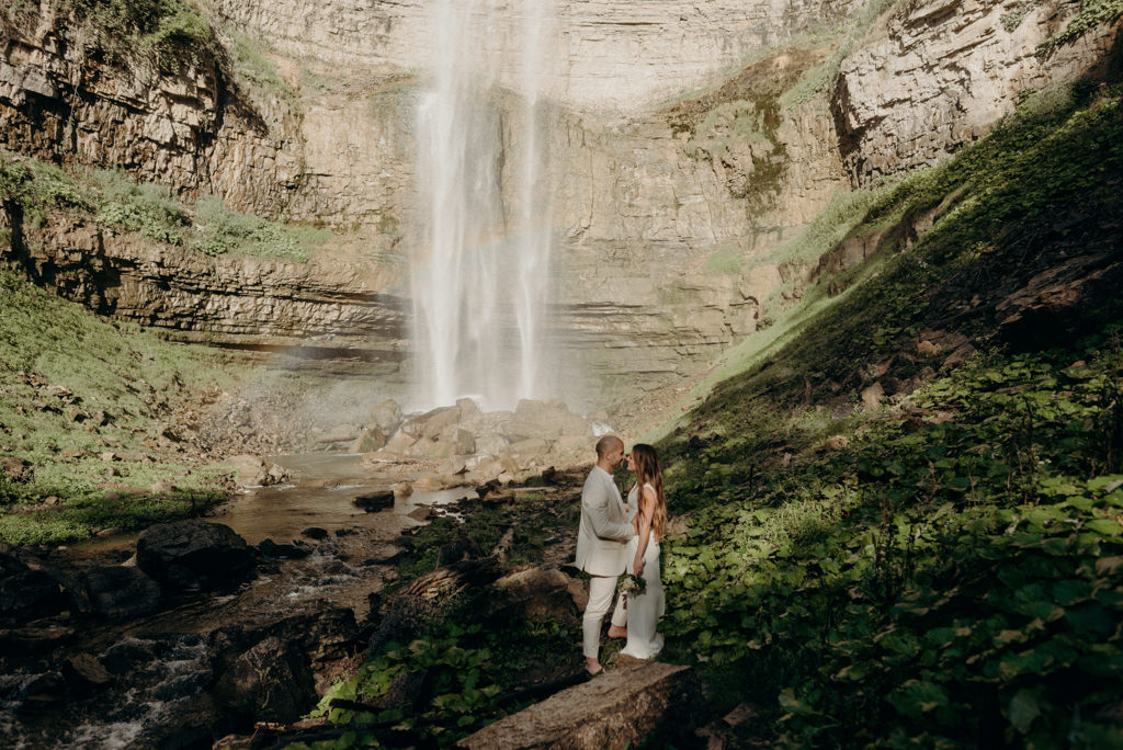 Intimate Waterfall Wedding Ceremony at Sunrise