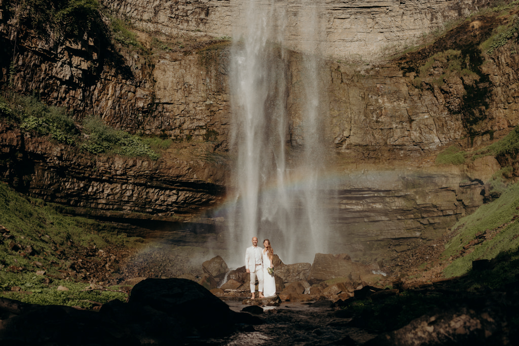 Intimate Waterfall Wedding Ceremony at Sunrise