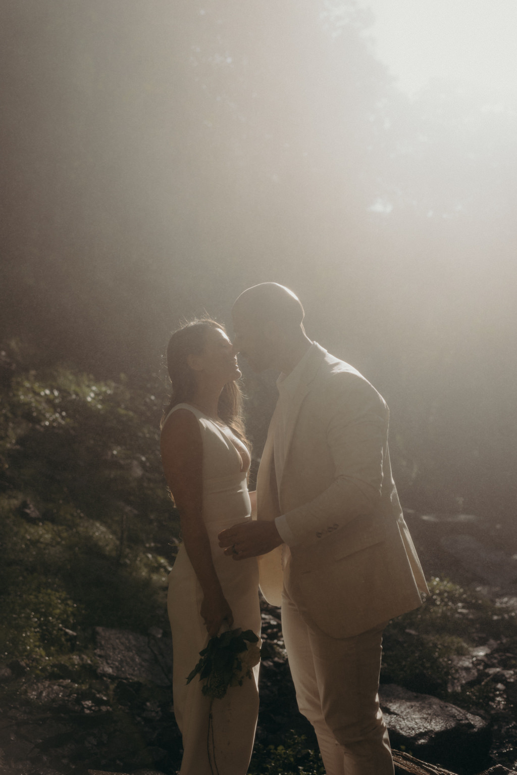 Intimate Waterfall Wedding Ceremony at Sunrise