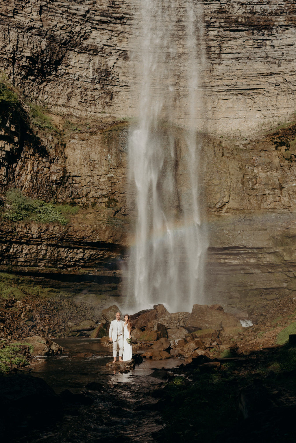 Intimate Waterfall Wedding Ceremony at Sunrise