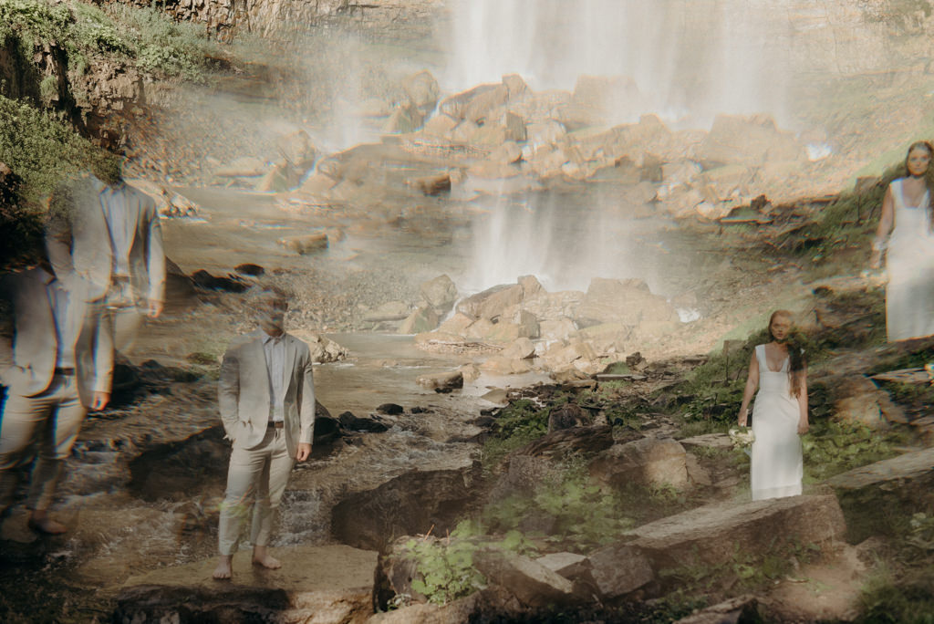 Intimate Waterfall Wedding Ceremony at Sunrise