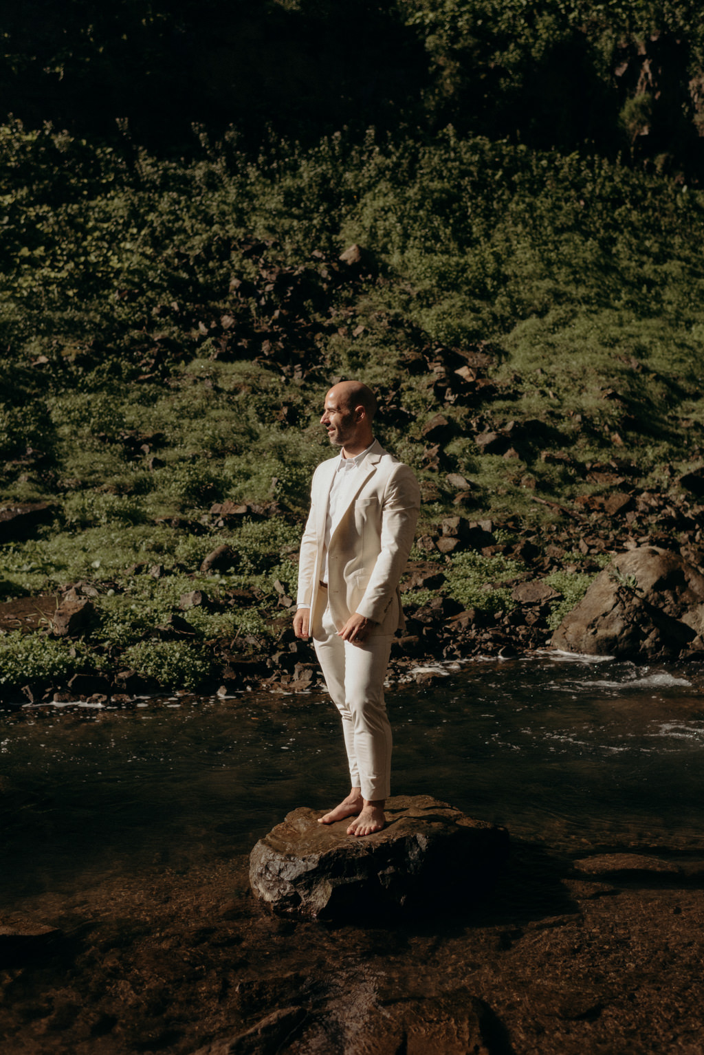 Intimate Waterfall Wedding Ceremony at Sunrise