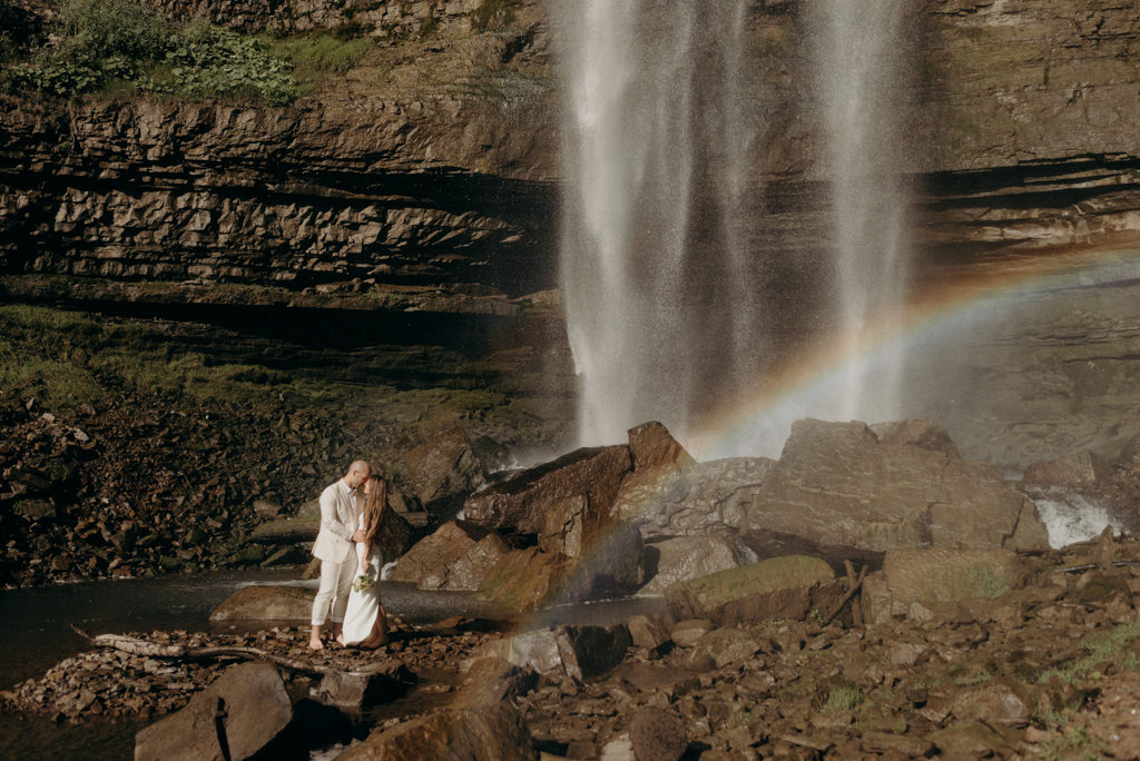 Intimate Waterfall Wedding Ceremony at Sunrise