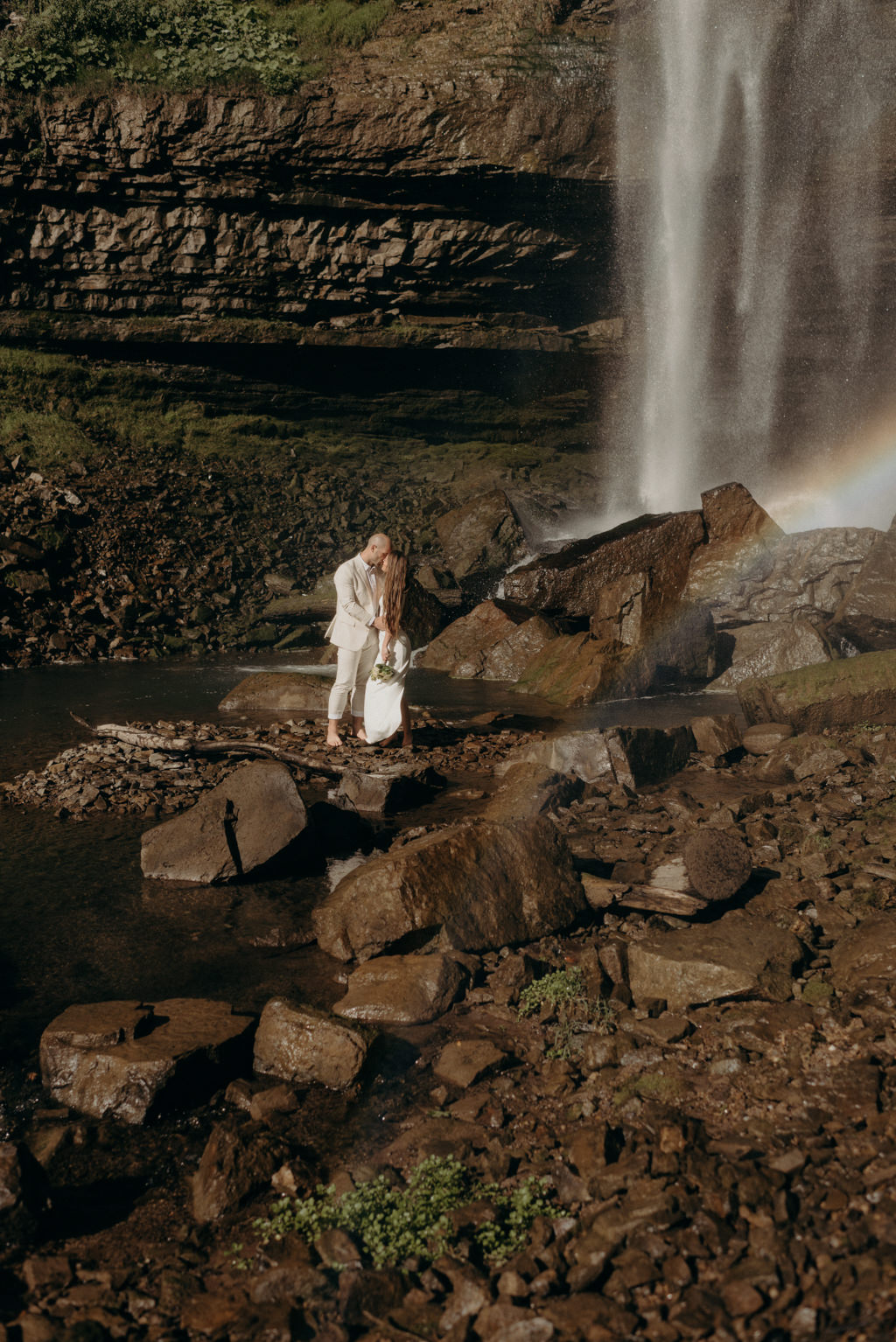 Intimate Waterfall Wedding Ceremony at Sunrise