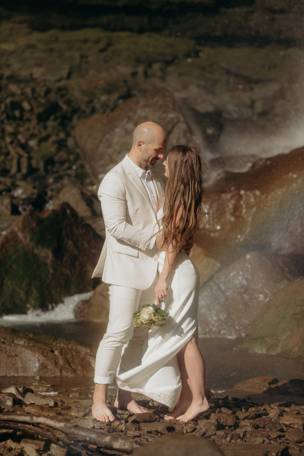 Intimate Waterfall Wedding Ceremony at Sunrise