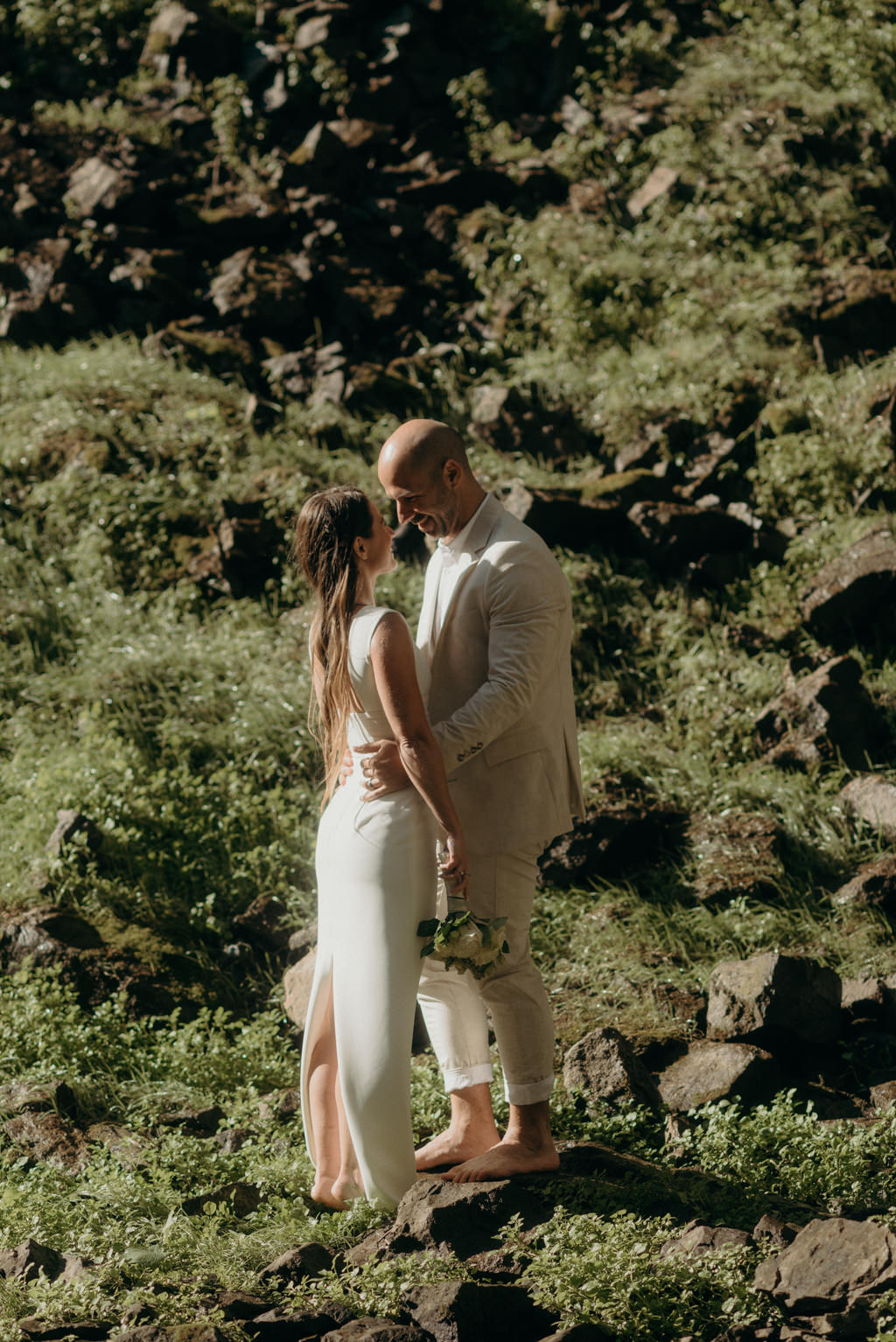 Intimate Waterfall Wedding Ceremony at Sunrise