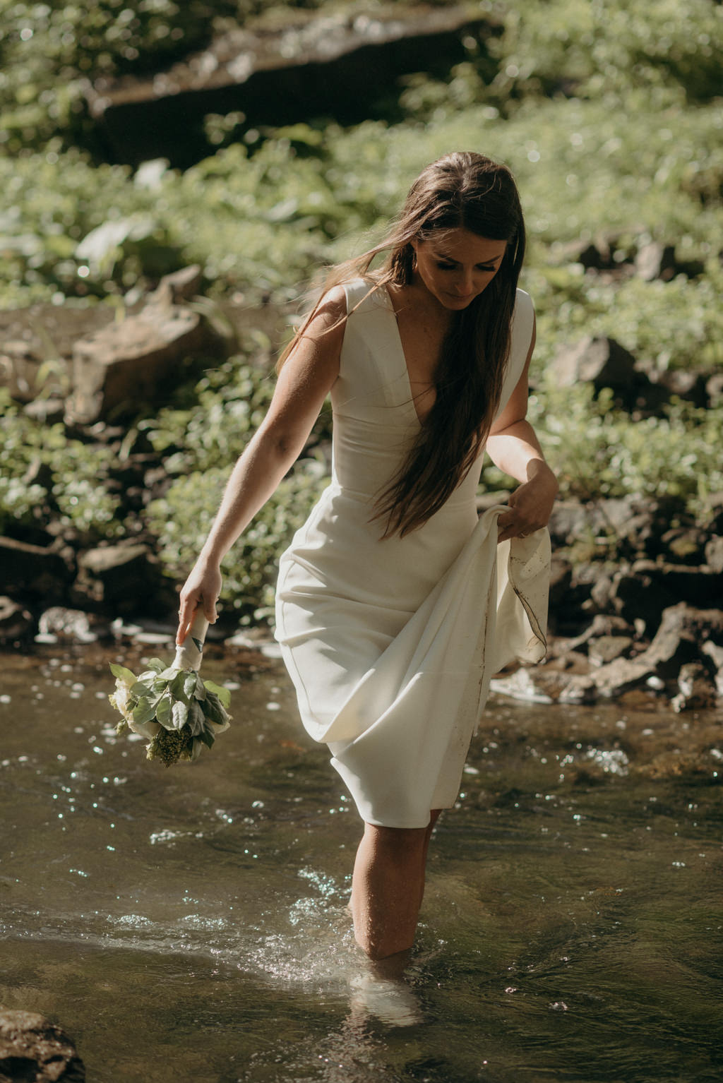 Intimate Waterfall Wedding Ceremony at Sunrise